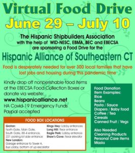Read more about the article July 1, 2020 – Virtual Food Drive to Support Hispanic Alliance of Southeastern CT